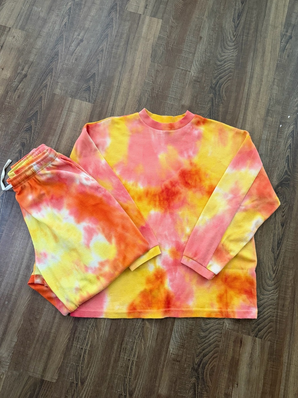 Lonely Ghost Women's Tie-Dye Lounge Set - Orange/Pink Top: M Bottoms: S